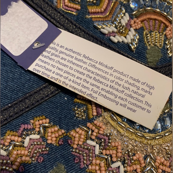 Rebecca Minkoff Denim embellished beaded envelope clutch. Brand new NWT✨ - Picture 5 of 13